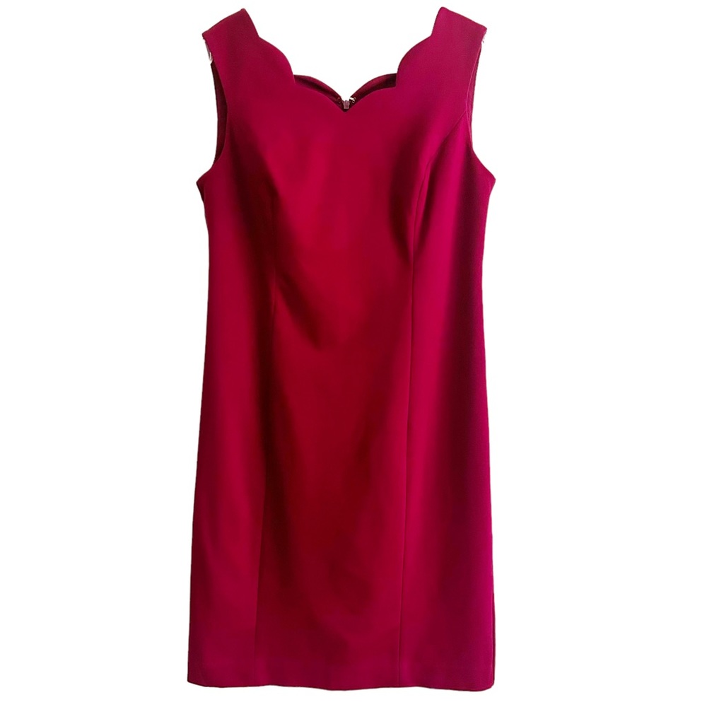 NEW Talbots Berry Magenta Scalloped Sweetheart Sleeveless Dress 10P